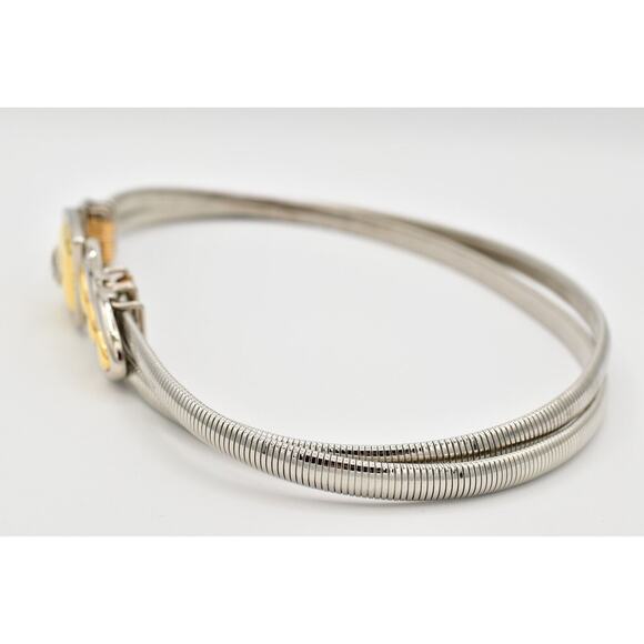 Vintage Statement Chain Belt Omega Stretchy Silver Gold Heavy 26\